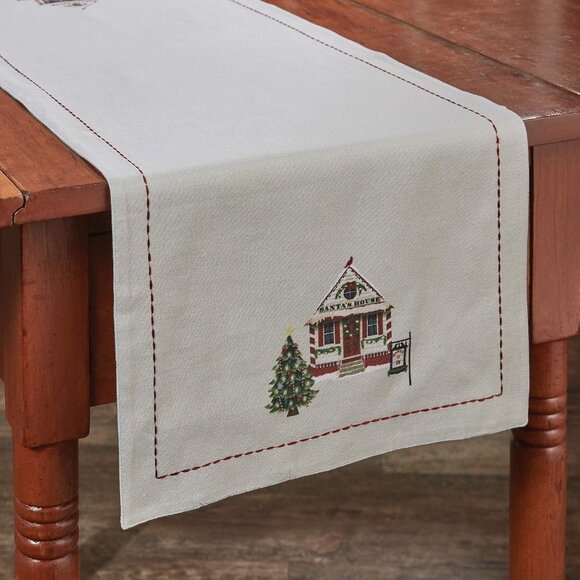 Park Designs Visit to Santa Table Runner - 36" L - Off-White - Picture 1 of 3